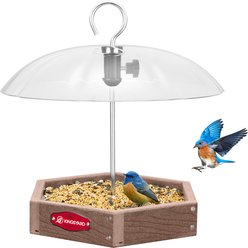 Kingsyard Adjustable Dome Platform Hanging Outdoor Wild Bird Feeder, Brown