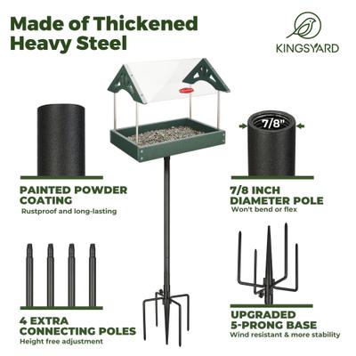 Show full view: Kingsyard Adjustable Platform Outdoor Wild Bird Feeder, Green slide 5 of 8
