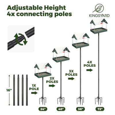 Show full view: Kingsyard Adjustable Platform Outdoor Wild Bird Feeder, Green slide 3 of 8