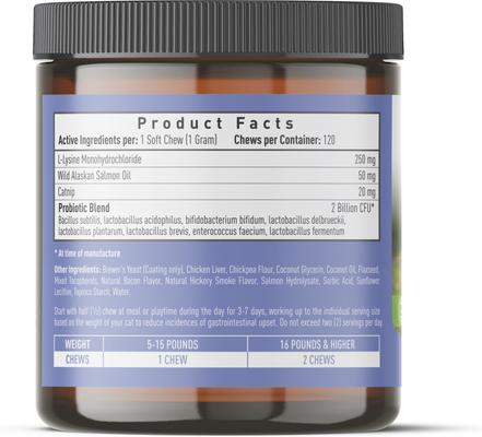 Show full view: Strawfield Pets Super Chews with Probiotics, Lysine, Salmon Oil & Catnip Soft Chews Cat Supplement, 120 count slide 10 of 10