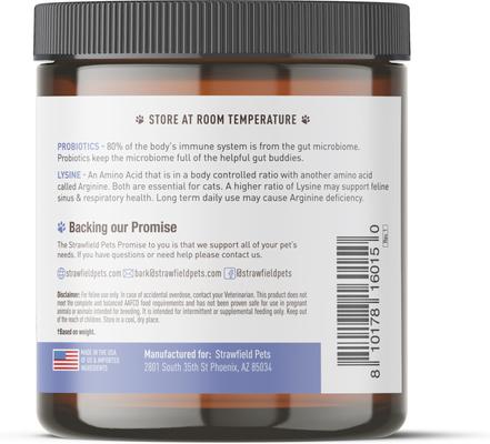 Show full view: Strawfield Pets Super Chews with Probiotics, Lysine, Salmon Oil & Catnip Soft Chews Cat Supplement, 120 count slide 9 of 10