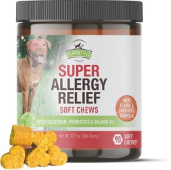 Strawfield Pets Super Chews Allergy Relief with Colostrum & Probiotics Immune Support Soft Chews Dog Supplement, 90 count