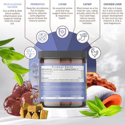 Show full view: Strawfield Pets Super Chews with Probiotics, Lysine, Salmon Oil & Catnip Soft Chews Cat Supplement, 120 count slide 3 of 10