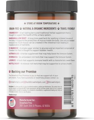 Show full view: Strawfield Pets Cranberry + UTI Bladder Chews Grain-Free Dog Supplement, 120 count slide 9 of 11