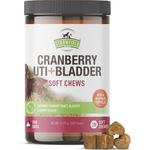 Strawfield Pets Cranberry + UTI Bladder Chews Grain-Free Dog Supplement, 120 count