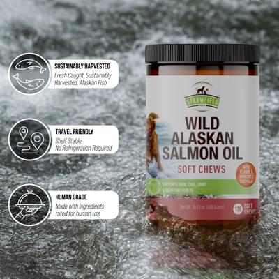 Show full view: Strawfield Pets Wild Alaskan Salmon Chews Grain-Free Dog Supplement, 120 count slide 7 of 11