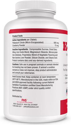 Show full view: K-Plus Potassium Citrate Plus Supports Bladder Health Cranberry Chewable Tablets for Dogs, 100 count slide 3 of 11
