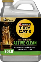 Tidy Cats Performance+ Active Clean Scented Low Tracking Clay Cat Litter, 20-lb jug, case of 2