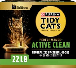 Tidy Cats Performance+ Active Clean Scented Low Tracking Clay Cat Litter, 22-lb box