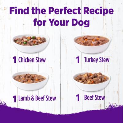 Show full view: Wellness Complete Health Stews Variety Pack Grain-Free Wet Dog Food, 12.5-oz can, case of 4 slide 3 of 11