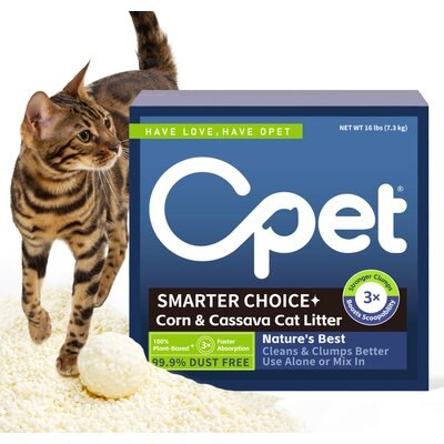 Opet Opet Corn & Cassava Clumping Cat Litter, 13 x 13 x 6.5-in