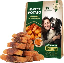 Beloved Pets Sweet Potato Wrapped Natural Grain-Free Meat with Chicken Dog Chew Treats, 10.6-oz bag