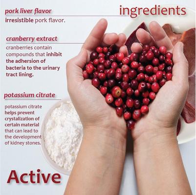 Show full view: K-Plus Potassium Citrate Plus Supports Bladder Health Cranberry Chewable Tablets for Dogs, 100 count slide 9 of 11