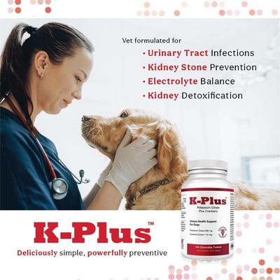 Show full view: K-Plus Potassium Citrate Plus Supports Bladder Health Cranberry Chewable Tablets for Dogs, 100 count slide 7 of 11