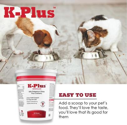 Show full view: K-Plus Potassium Citrate Plus Supports Bladder Health Cranberry Granules for Dogs & Cats, 300g slide 7 of 11