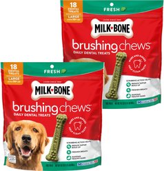 Milk-Bone Fresh Breath Brushing Chews Large Mint Flavor Daily Dental Large Dog Treats, 36 count slide 1 of 8
