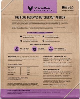 Show full view: Vital Essentials Turkey Meal & Mixer Crunchy Mini Nibs Grain-Free Raw Freeze-Dried Dog Food, 3-lb bag slide 3 of 10