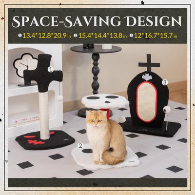 Show full view: Happy & Polly Durable 3-Piece Gothic Sisal Cat Scratcher Set Toy Collection slide 4 of 9
