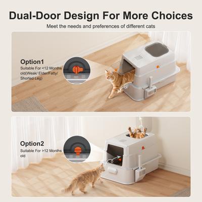 Show full view: JOEJOY Enclosed Stainless Steel Unique Slide Out Drawer Design Cat Litter Box with Scoop, 25.20-in, Silver Gray slide 8 of 10