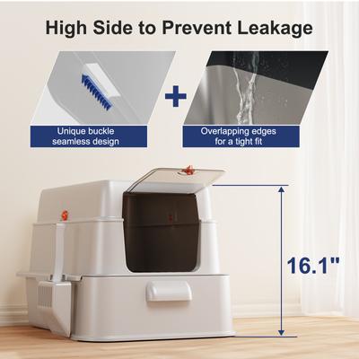 Show full view: JOEJOY Enclosed Stainless Steel Unique Slide Out Drawer Design Cat Litter Box with Scoop, 25.20-in, Silver Gray slide 9 of 10