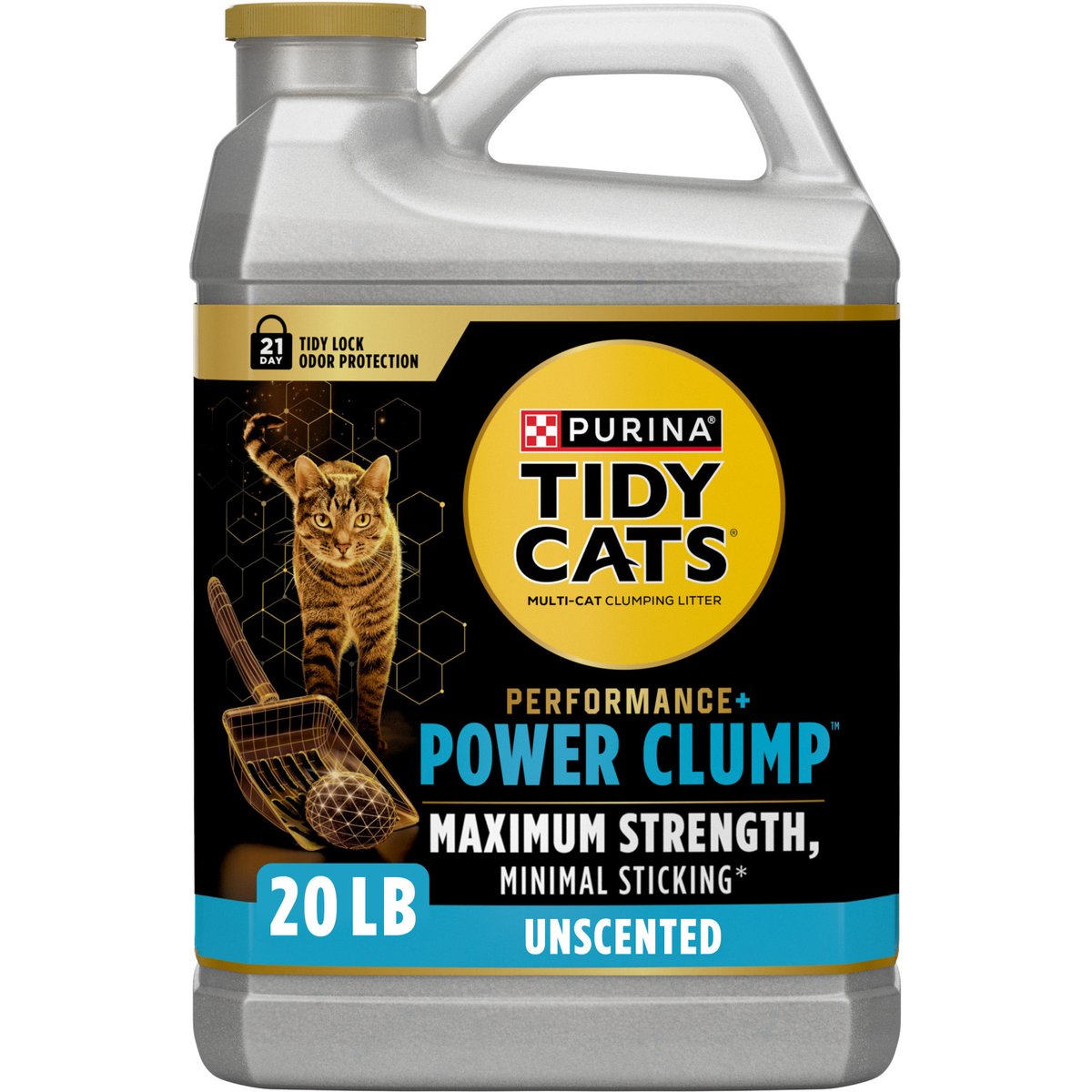 Tidy Cats Performance Plus Power Clump Unscented Multi Clumping Cat Litter, 20-lb jug, case of 2