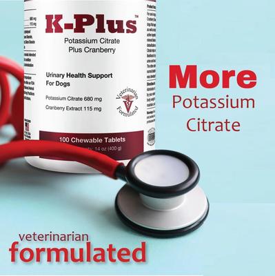Show full view: K-Plus Potassium Citrate Plus Supports Bladder Health Cranberry Chewable Tablets for Dogs, 100 count slide 8 of 11