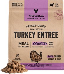 Vital Essentials Turkey Meal & Mixer Crunchy Mini Nibs Grain-Free Raw Freeze-Dried Dog Food, 3-lb bag