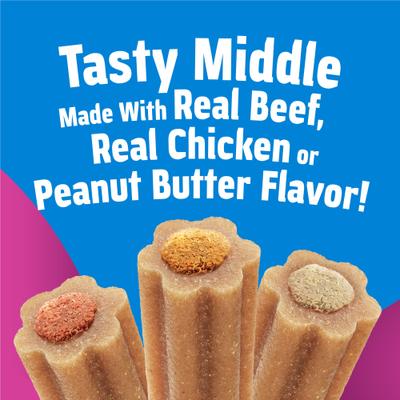 Show full view: Purina Busy Stufd Variety Pack Beef, Chicken & Peanut Butter Rawhide-Free Adult Dog Treats, 27 Count slide 3 of 9