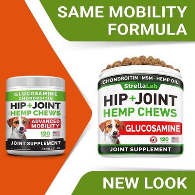 Show full view: StrellaLab Hemp + Glucosamine Bacon Flavored Soft Chew Hip & Joint Supplement for Dogs, 120 count slide 3 of 10
