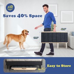 iPetba Wooden Folding Portable Adjustable Dog Ramp for Beds, Couches & Cars, Black, 24-in slide 2 of 5