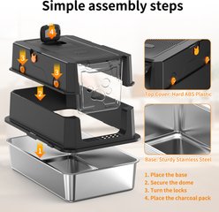 Pawward Multi-Cat Stainless Steel Extra Large Odor Control Covered Cat Litter Box with Lid slide 2 of 8