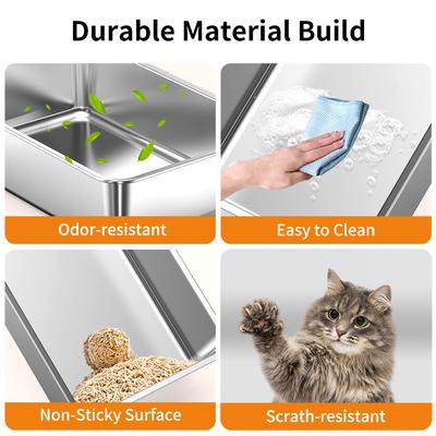 Show full view: Pawward Multi-Cat Stainless Steel Extra Large Odor Control Covered Cat Litter Box with Lid slide 9 of 9