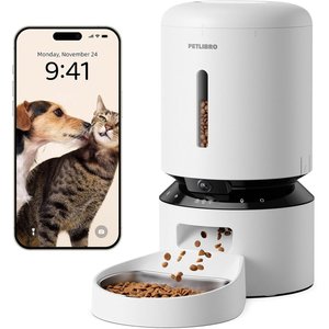 Petlibro Granary WIFI Automatic Cat & Dog Feeder with Camera & 3 Pet Food Desiccant Bags, White, 5-L