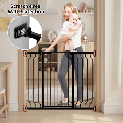 Show full view: WAOWAO Extra Tall Pressure Mounted Adjustable Metal Pet Dog Gate, 40.55-in x 33-47-in, Black slide 7 of 10