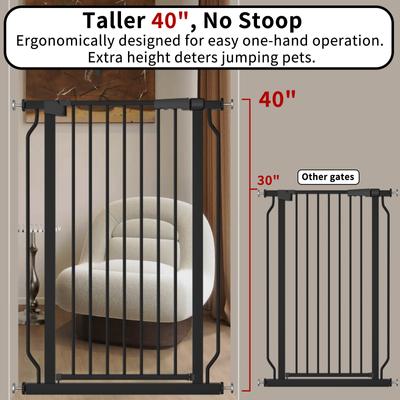 Show full view: WAOWAO Extra Tall Pressure Mounted Adjustable Metal Pet Dog Gate, 40.55-in x 33-47-in, Black slide 2 of 10