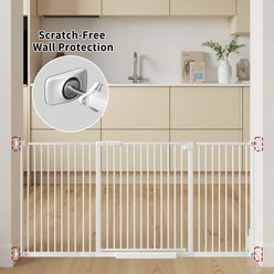 WAOWAO Ultra-Narrow Pressure Mounted Spacing Metal Pet Gate for Dog & Cat, 30-34-in, White slide 2 of 7