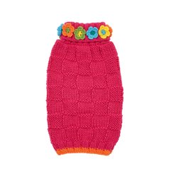 Up Country Floral Basket Dog Sweater, Pink, Small