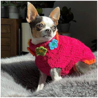 Show full view: Up Country Floral Basket Dog Sweater, Pink, Small slide 3 of 5