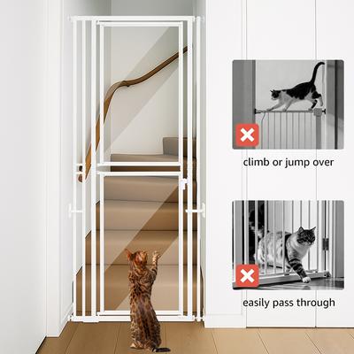 Show full view: Unipaws 79-in Extra Tall Clear Panel Cat Gate with Extension, White slide 4 of 8