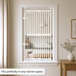 Unipaws Adjustable 21 to 34-in Width & 57 to 77-in Height Cat Gate for Small Openings, White slide 2 of 7