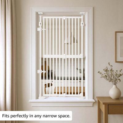Show full view: Unipaws Adjustable 21 to 34-in Width & 57 to 77-in Height Cat Gate for Small Openings, White slide 2 of 7