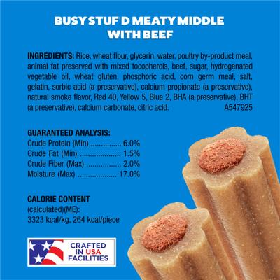 Show full view: Purina Busy Stuf'd Meaty Middle with Real Beef Rawhide-Free Dog Treats, 21 count slide 7 of 9