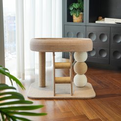 Fairela Multi-Level Cat Climbing Tower with Natural Sisal Scratching Posts, Cooling Lounger Bed & Rope Ladder, Beige, 23 x 15.5 x 18.5-in