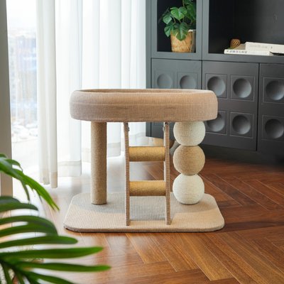 Fairela Fairela Multi-Level Cat Climbing Tower with Natural Sisal Scratching Posts, Cooling Lounger Bed & Rope Ladder, Beige, 23 x 15.5 x 18.5-in