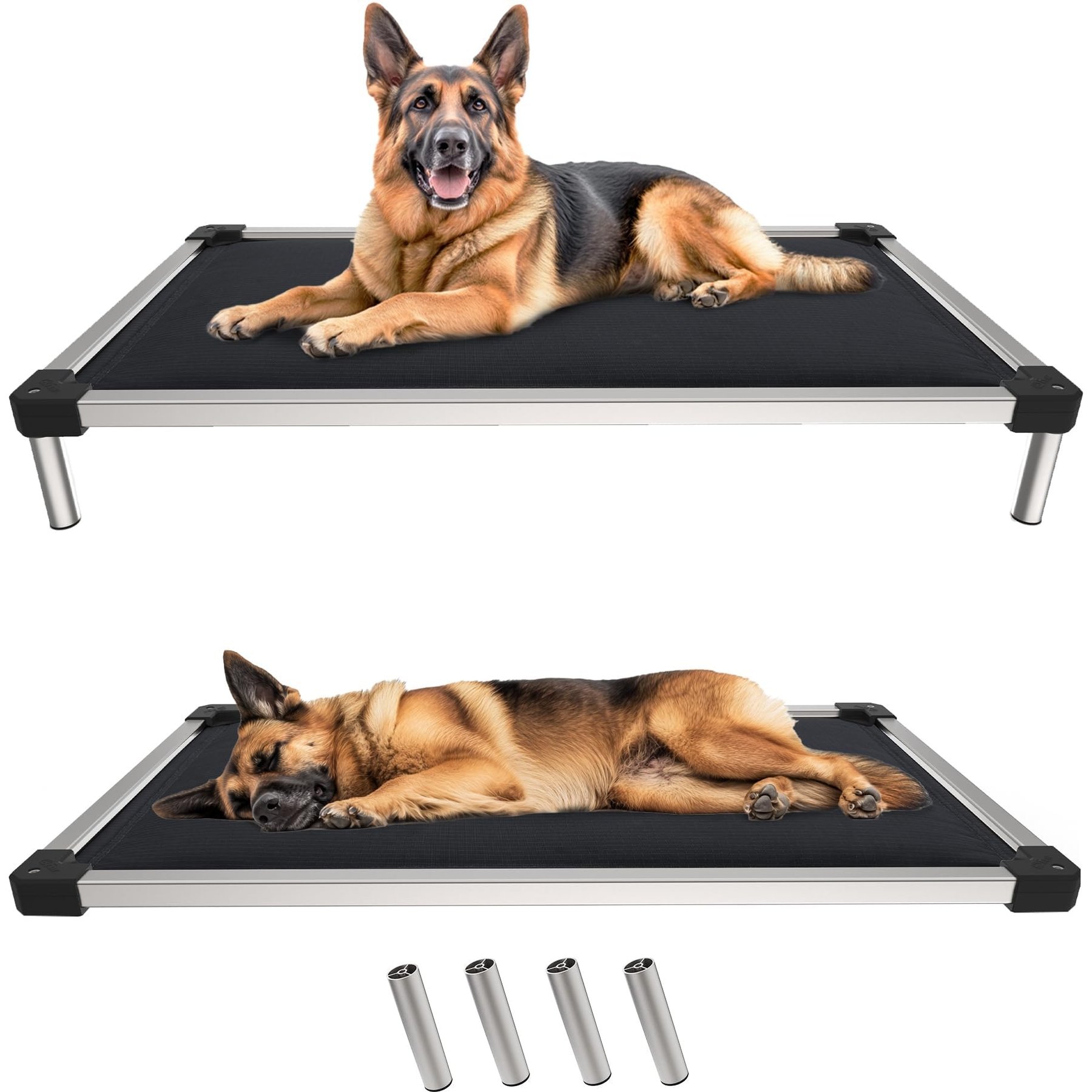 FXW TitanNest Padded Chew-Proof Elevated Dog Bed, Black, Large: 47-in