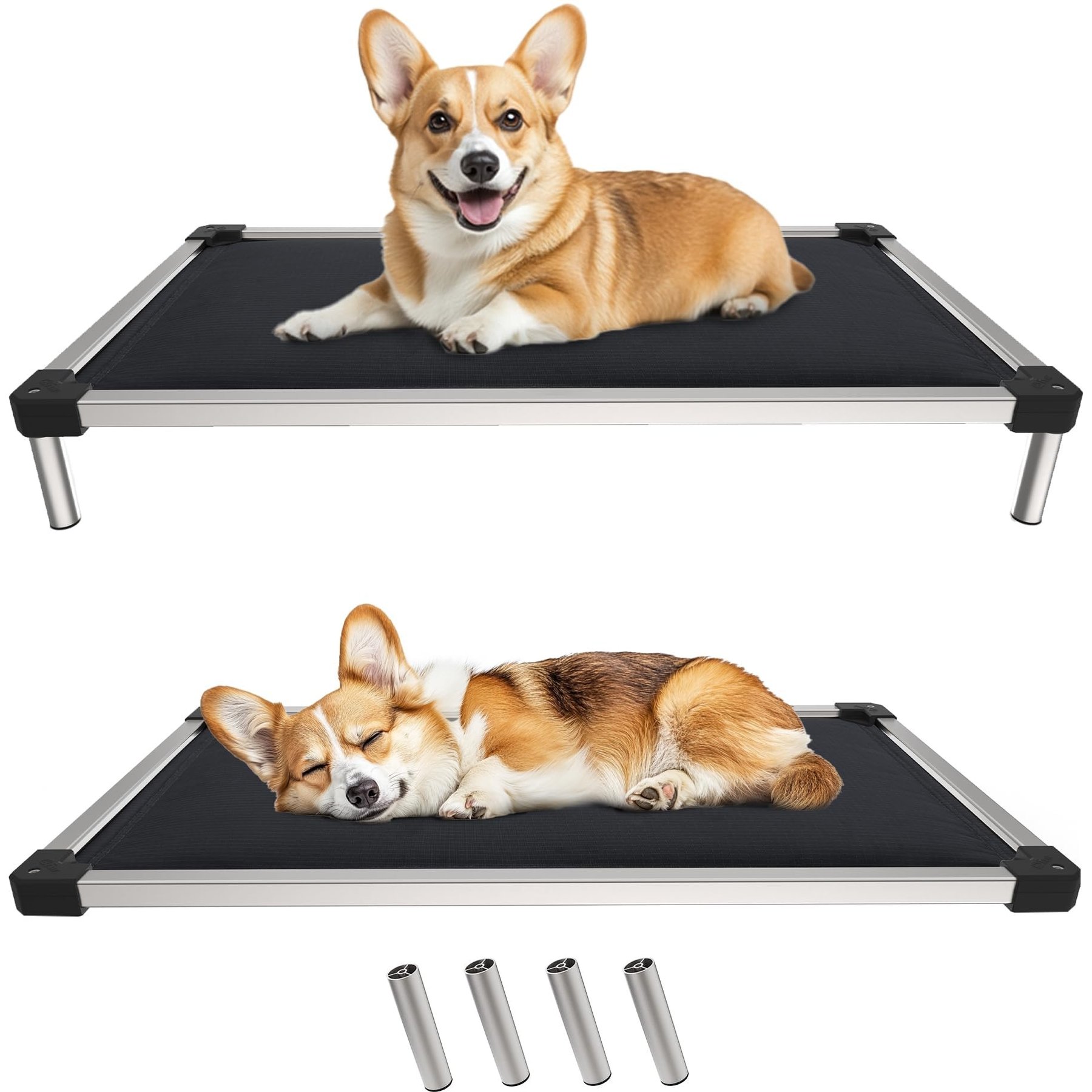 FXW TitanNest Padded Chew-Proof Elevated Dog Bed, Black, Medium: 41-in
