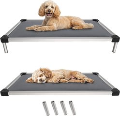 FXW TitanNest Padded Chew-Proof Elevated Dog Bed, Grey, Medium: 35-in