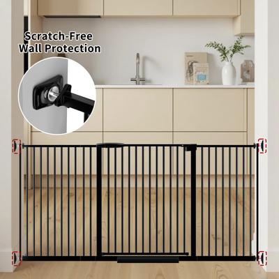 Show full view: WAOWAO Ultra-Narrow Pressure Mounted Spacing Metal Pet Gate for Dog & Cat, 58-61-in, Black slide 5 of 9
