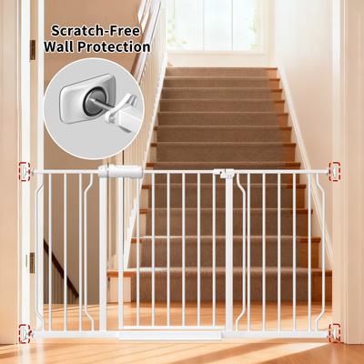 Show full view: WAOWAO Extra Wide Pressure-Mounted Auto Close & Dual Lock Adjustable Metal Pet Dog Gate, 24-29-in, White slide 4 of 9