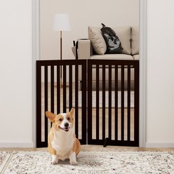 Unipaws Free Standing Dog Gate, Espresso, 36-in, 2-panel